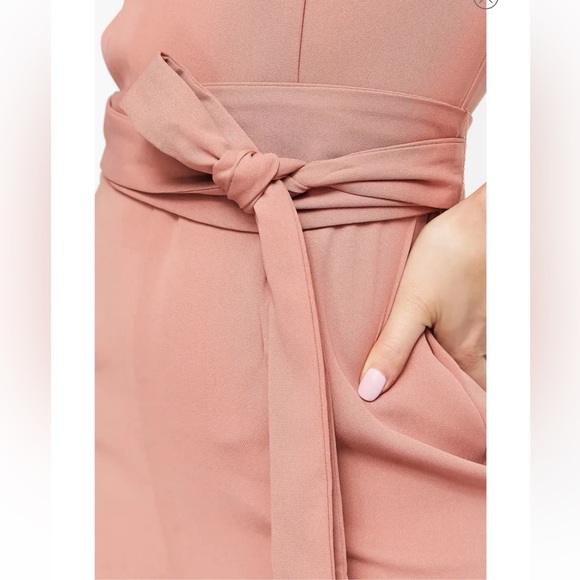 ASOS DESIGN split sleeve mini dress with obi belt in terracotta - Picture 2 of 4